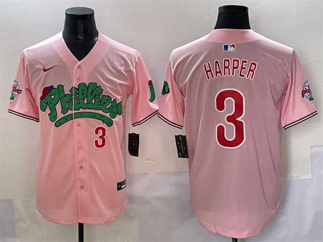 Men%27s Philadelphia Phillies #3 Bryce Harper Pink Phanatic Limited Stitched Jersey